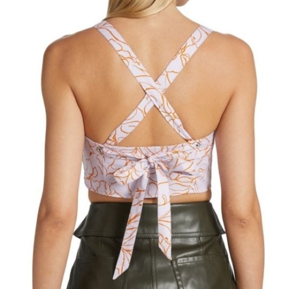 NWT Jonathan Simkhai Tilly Painted Tropical Floral Print Lupine Crop Top Sz XL - Picture 13 of 14